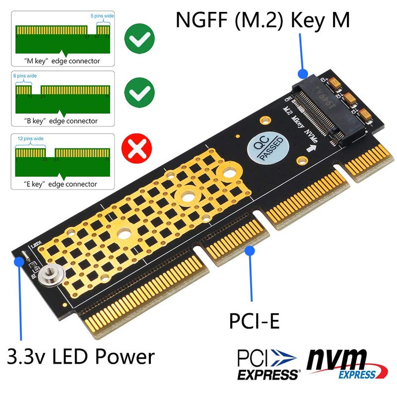 SUPERPLUS M.2 NVMe SSD NGFF to PCIE 3.0 X16 /X4 Adapter M Key Interface Card Support PCI Express 3.0 x4 2230-2280 Size m.2 Full Speed (Black Gold) - Image 3